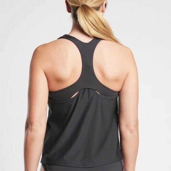 NWT ATHLETA Cross Train Tankini Support Top Black Perforated - Picture 3 of 5